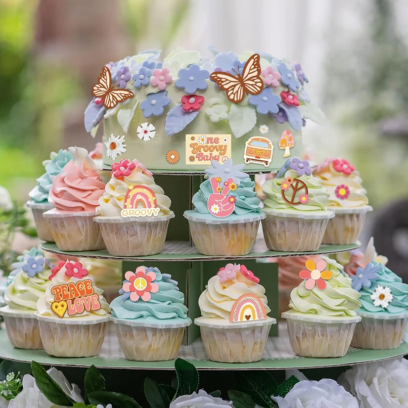Peace Design Regenbogen-Gänseblümchen Silikon-Backform Cupcake-Backform Fondant-Kuchendekorationswerkzeuge – Detail 1