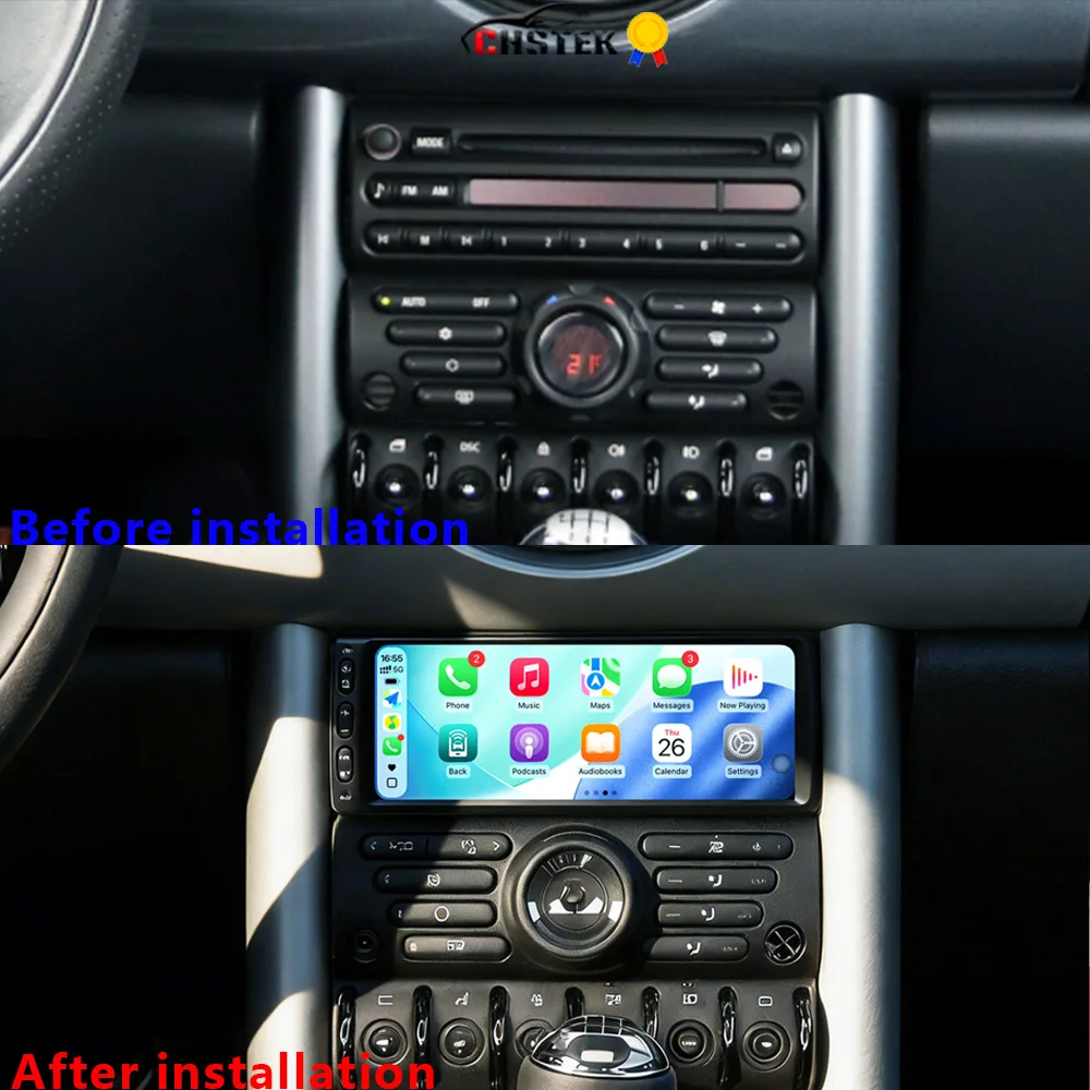 Radio Estéreo para Auto CHSTEK con Android 14 para BMW Mini Cooper S R50 R52 R53 2004-2007, Reproductor Multimedia Carplay, GPS, WIFI, 4G, Autoradio
