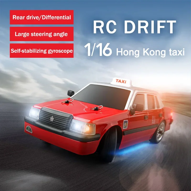 Latest MN38 RC Car 1/16 2.4G Remote Control Vehicle HongKong Taxi Controllable Atmosphere Lamp Simulated Drift Car Toys Models