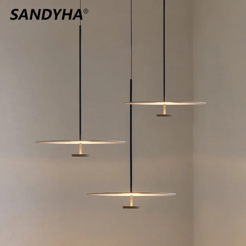 SANDYHA Nordic Round Chandelier Modern Bedroom Bedside Pendant Lamp Bar Fashion Living Dining Room Creative Lighting Fixture