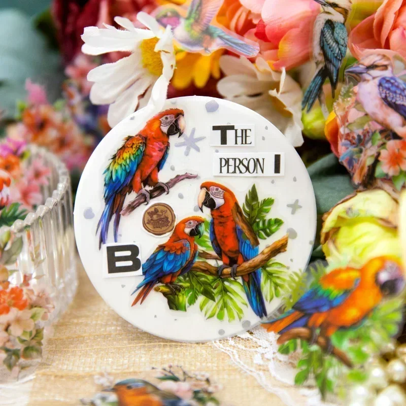30Pcs Handbook Diary Forest Supplies Package Materials Sticker Bird Decoration Hummingbird Parrot gift Scrapbook 125*85MM