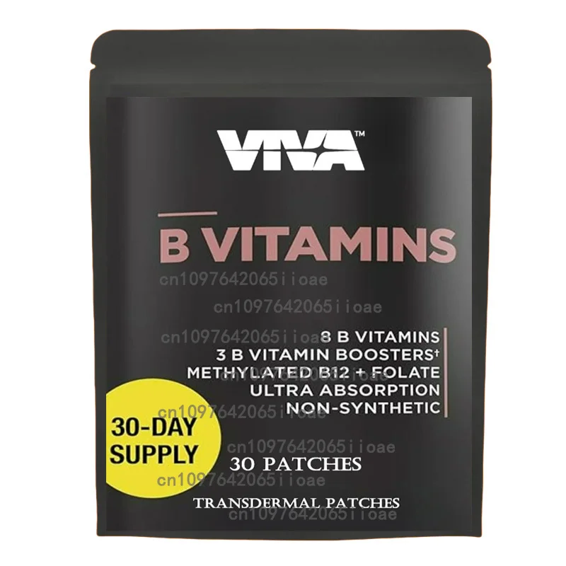 

30 Patches Vitamin B Complex Transdermal Patches All B Vitamins Folic Acid, Vitamin C Immune, Energy & Metabolism Support