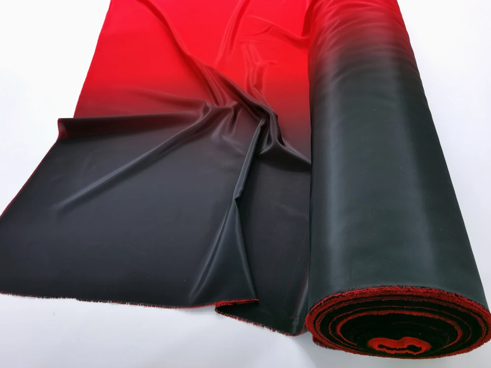 1 Meter X 1,5 Meter Glänzendes Tanzbühnenmaterial Rot-Schwarz Ombré Stoff Koshibo Nicht-Transparent – Detail 6