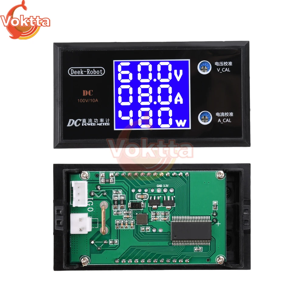 Testeur de courant de tension LCD numérique, voltmètre, ampèremètre, wattmètre de haute précision, compteur de puissance, détecteur de Volt, DC 0-100V, 10A