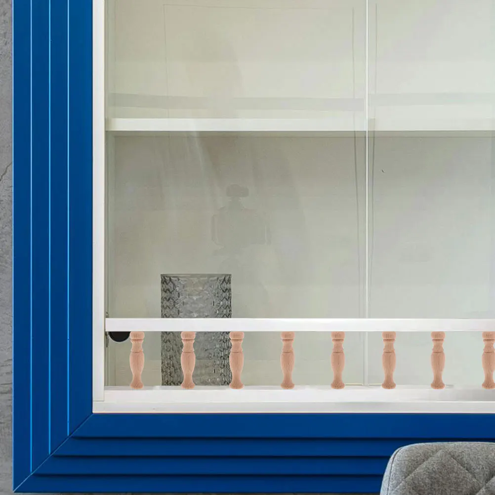 

10pcs Wooden Spindle Unfinished Hand Carved Roman Column Posts For Furniture Cabinet Baluster Diy Woodworking Crafts Decor