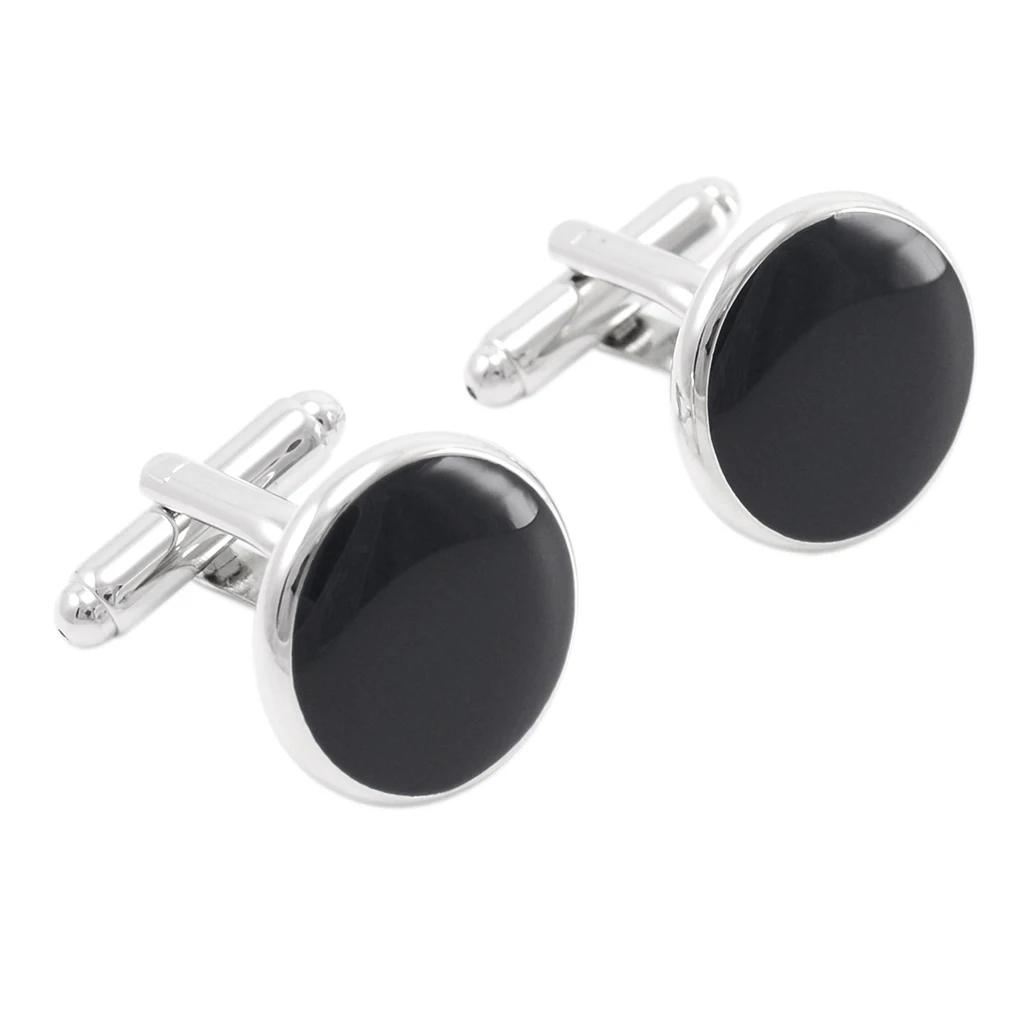 NVT Classic Black Business Cufflinks For Mens Shirt High Quality Round Enamel Cuff Links Father Day Gift Jewelry