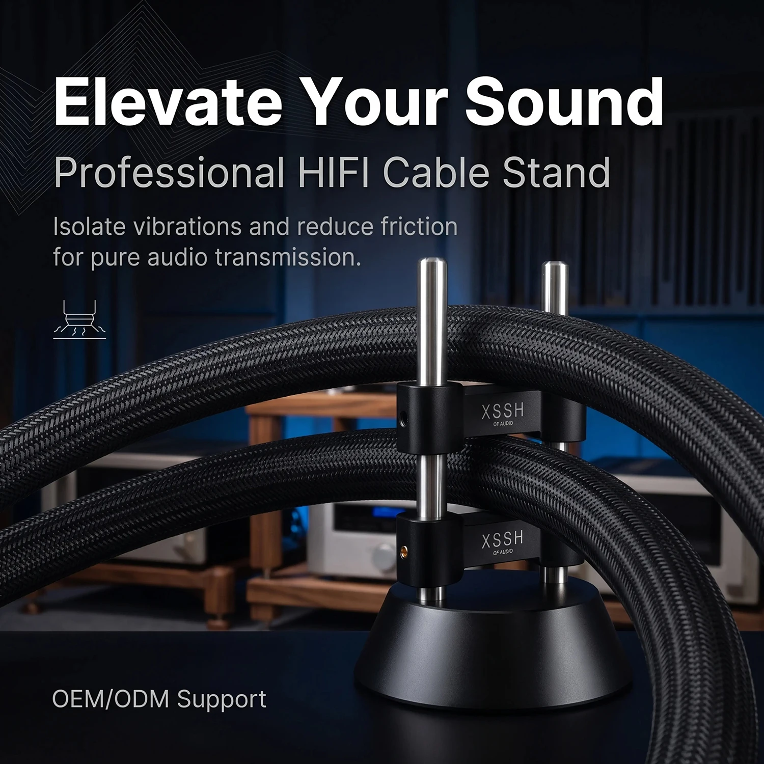 YIVO XSSH HIFI Cable Damping Support Bracket, Aluminum Alloy Base Stainless Steel Shaft, Audiophile Audio Wire Isolation Stand