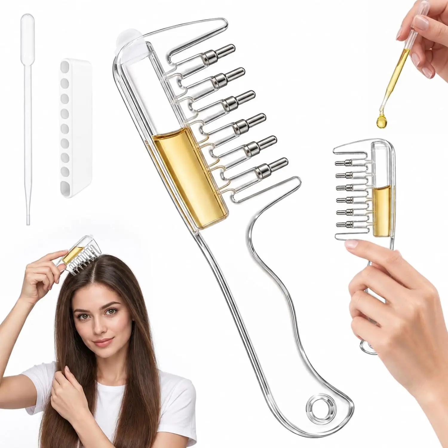 Scalp Applicator Dispensing Bottles Ball Massage Comb Hair Care Tools And Soothing Medicine Applicator Essential Oil Liquid