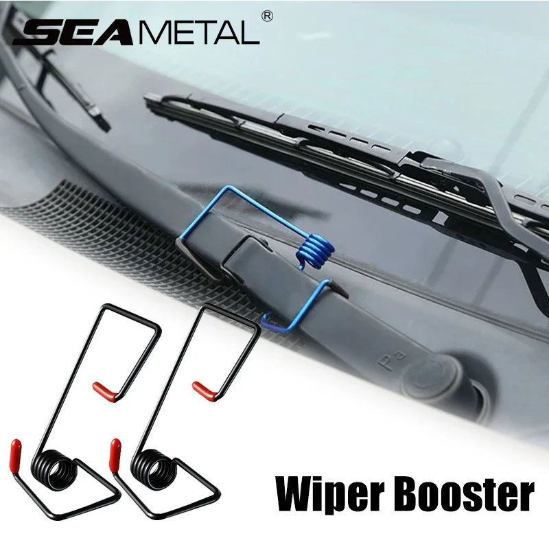 Universal Windshield Wiper Booster, Spring Wiper Fastener, Reduzir o ruído e vibração, Aniti Sniper Rubber Gripper, 2pcs