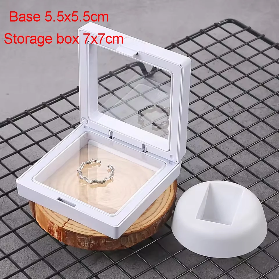 5Pcs Transparent PE Film Floating Display Case Frame Ring Necklace Earring Packaging Box Jewelry Coin Display Stand Holder