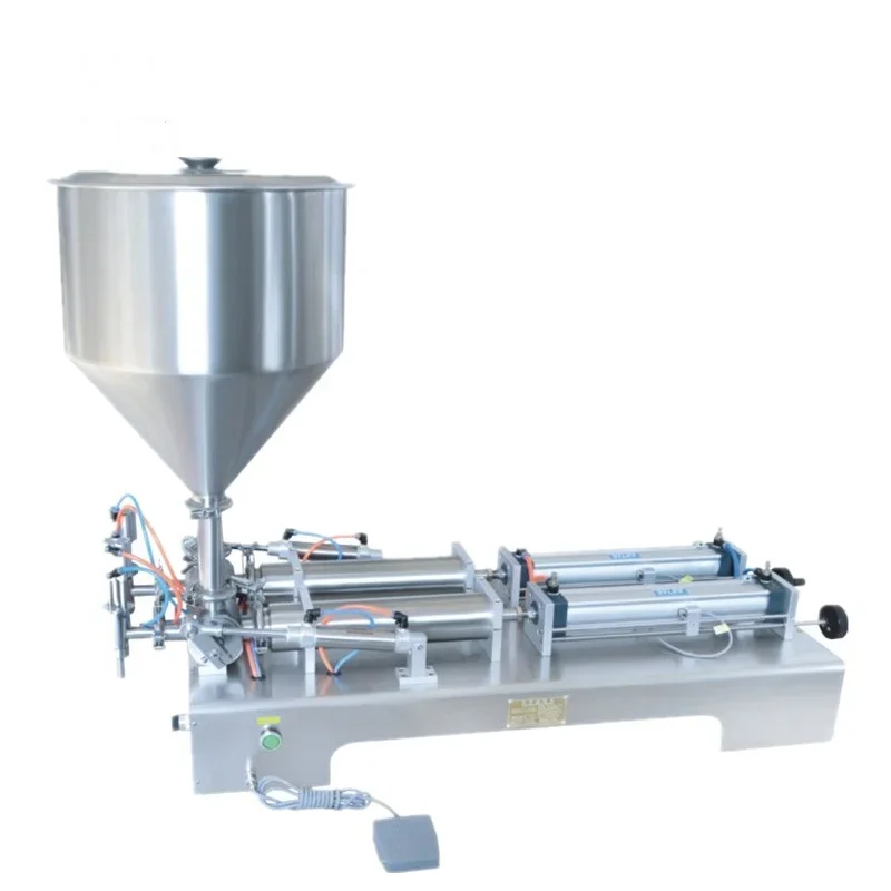 HANBOO Pneumatic Semi-automatic Piston Paste Gel Honey and Liquid Filling Machine with Single and Double Nozzles