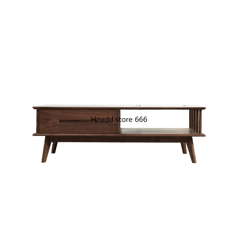 Nordic solid wood coffee table imported black walnut Japanese side cabinet