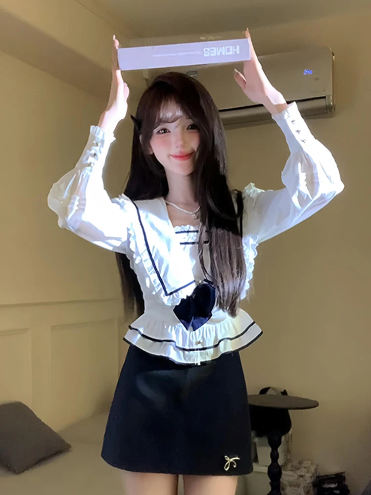 

Syj ujia Spicy Long Sve irt High Waist Skirt Set for Plump Mm Faionable Korean Sle Straight Cut Commute Wear