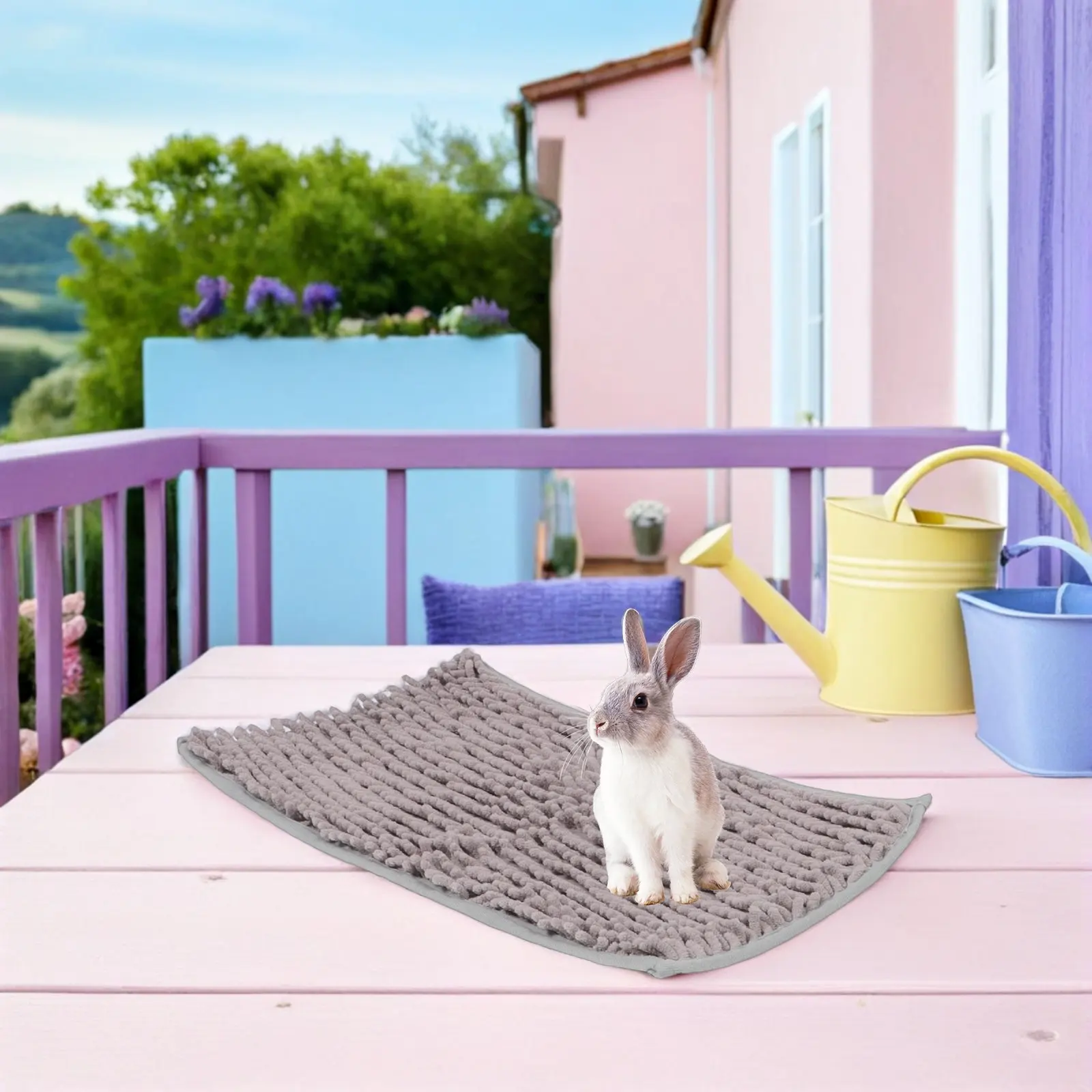 4Pcs Pet Cage Bedding Chenille Reusable Non-Slip Washable Warm Blanket for Guinea Pig Hamster Rabbit Small Animal Cage Pads