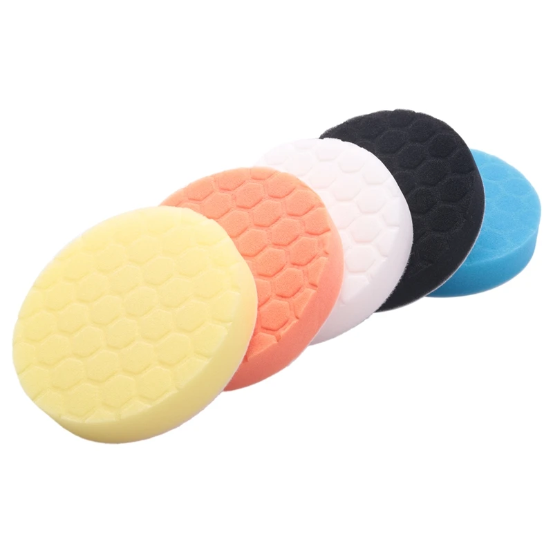 Imagem -05 - Car Polishing Pad Kit Polisher Waxing Pads Esponja Lustrando Branco Azul Amarelo Preto Laranja 125 mm Pcs
