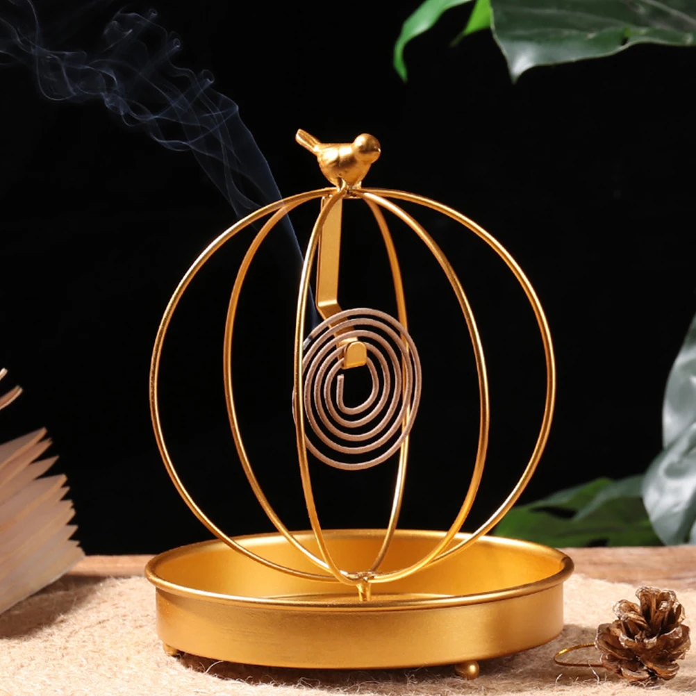 

1pc Golden Iron Stand Hollow Out Design Decorative Metal Bracket For Home Bedroom Bathroom Sandalwood Censer