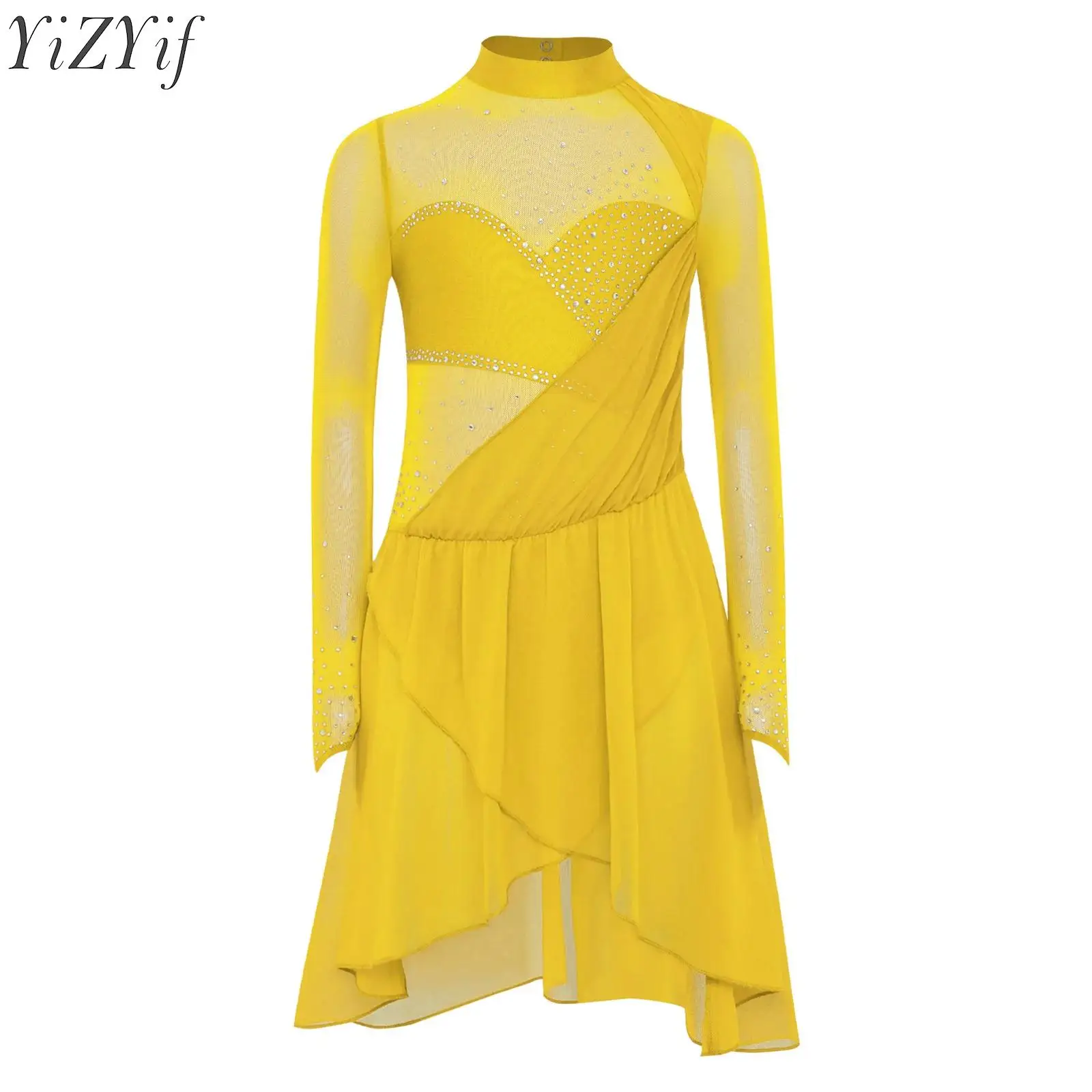 

Kid Girls Figure Skating Dance Dress Ballet Lyrical Modern Contemporary Dancewear Rhinestones Gymnastics Workout Skirted Leotard