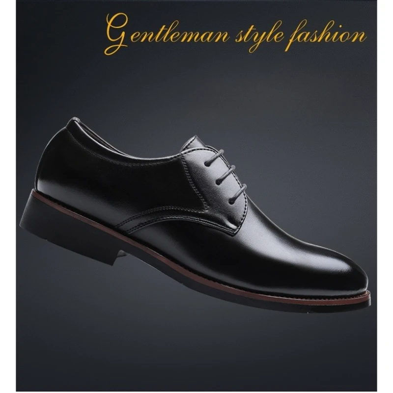 New Men's Plus Size Dress Shoes Comfortable Non-Slip Leather Oxfords Durable Business Formal Lace Up Wide Width Casual Shoes