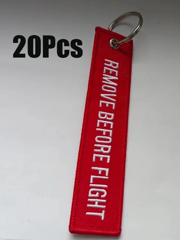 20Pcs Durable Remove Before Flight Fabric Keychain Strap for Car Keys Backpack