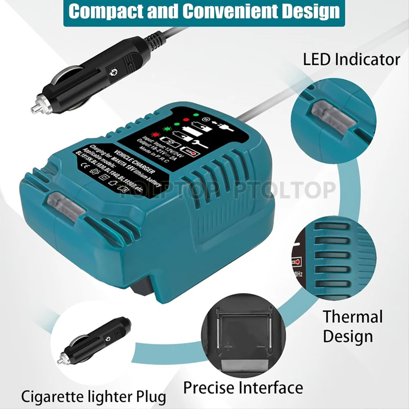 Imagem -02 - Carregador de Bateria do Carro com Indicador Led Isqueiro Makita Dewalt Milwaukee 18vli-ion Carregador de Bateria Novo