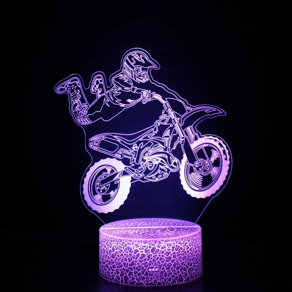 Nighdn Motorcycle 3D Night Light LED Illusion Lamp Colorful Changing Table Lamp Home Decoration Birthday Gifts for Kids Boys