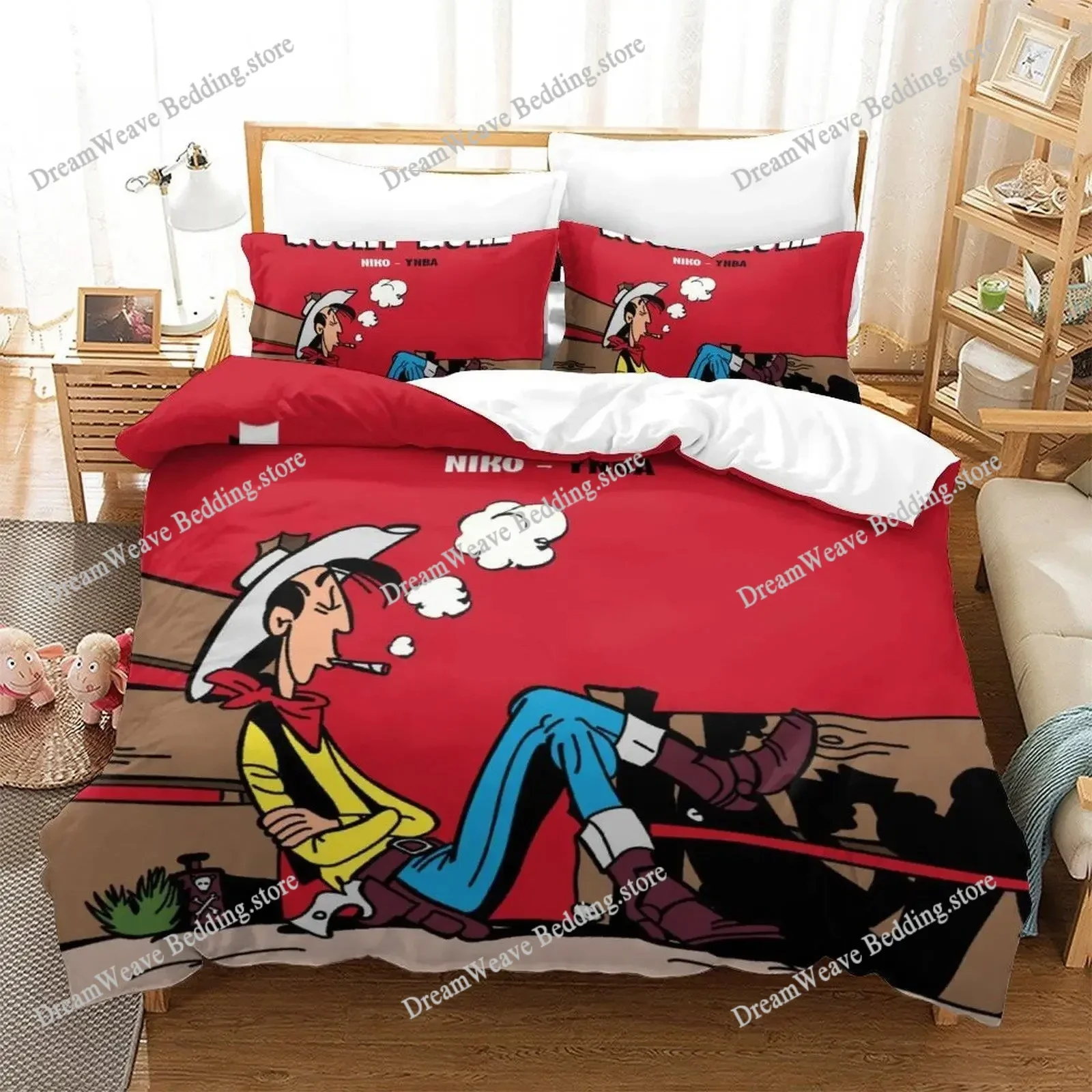 

Fashion 3D Print Anime Bed Sheet Lucky Luke Bedding Set Single Twin Full Queen King Size Bed Set Adult Kid Bedroom Duvet cover7
