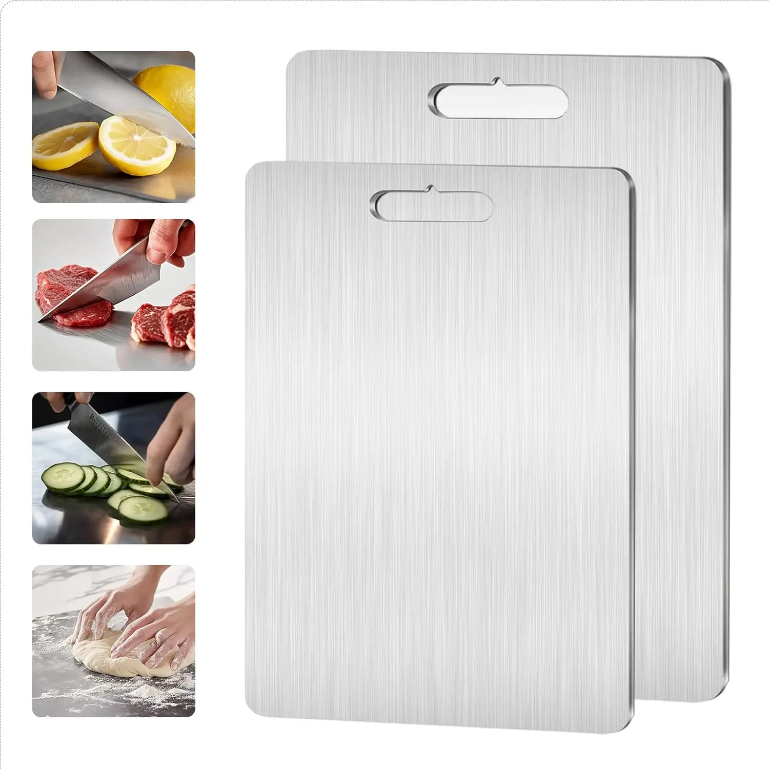 

1PCS Stainless Steel Chopping Boards Kitchen Thickened Boards Non Stick Double Sided Fruit Meat Cutting Boards, Easy to Clean