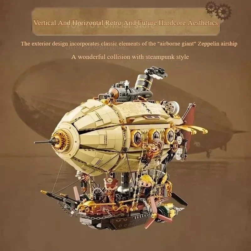 Blocchi di costruzione Modello di astronave Steampunk Ornamenti per barche volanti Splicing Piccole particelle Giocattoli educativi Regali