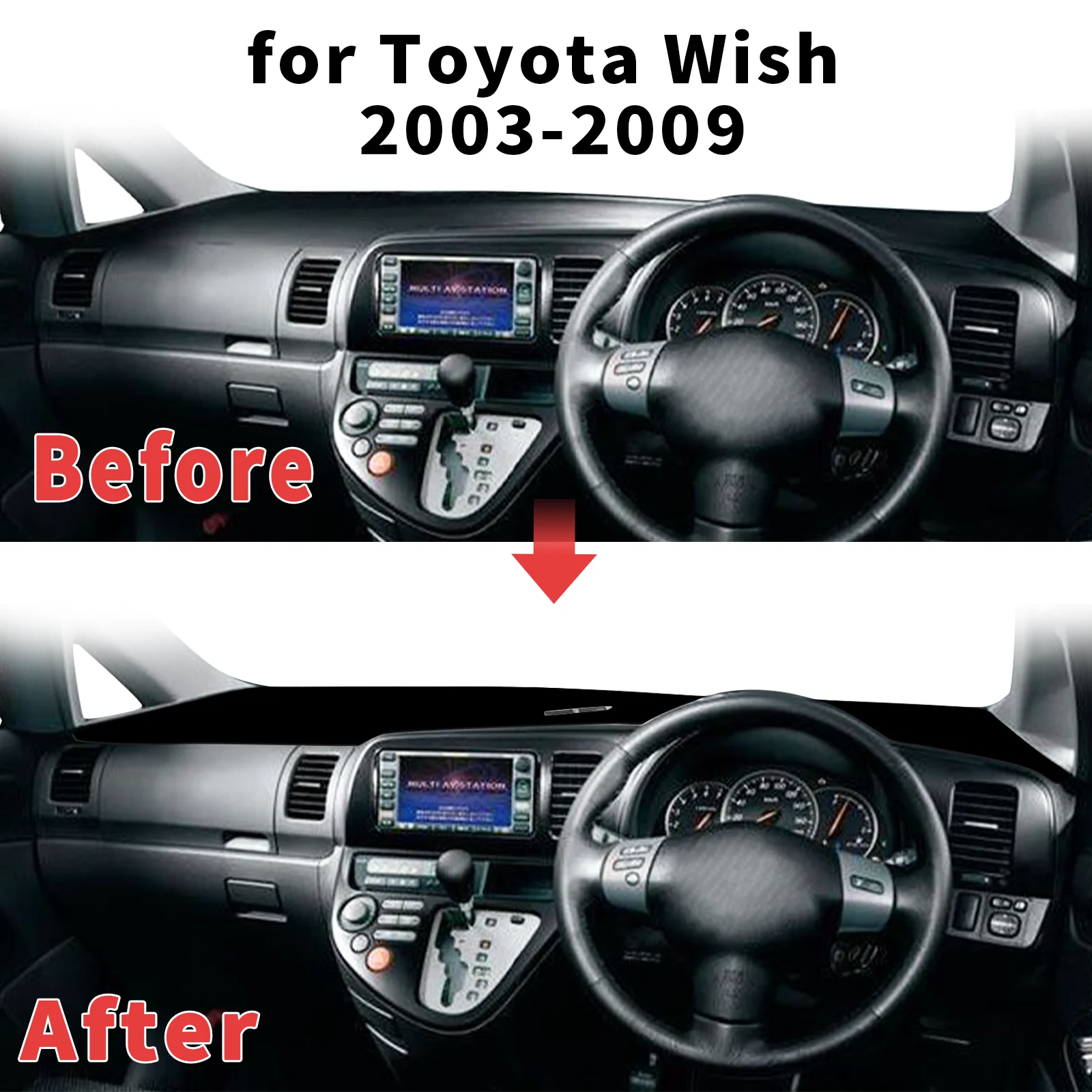 for Toyota Wish 2003 2004-2009 Dashboard Cover Sun Shade Protector Dashmat Anti-Glare UV Block Carpet Mat Automotive Dash Mat
