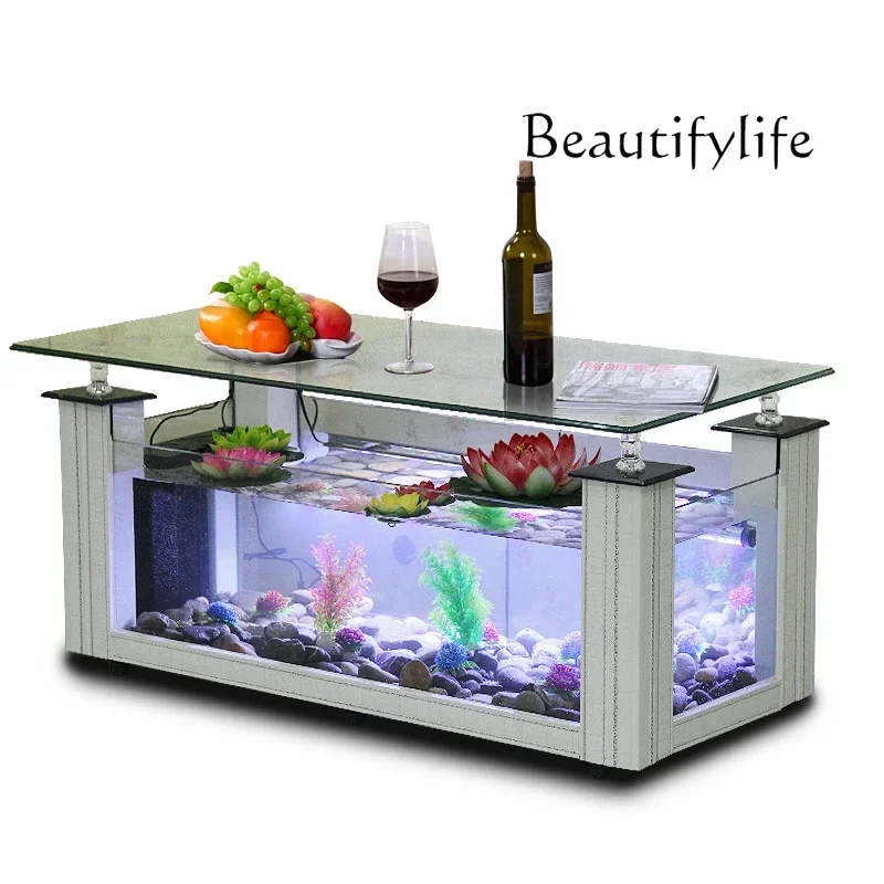 N36 European TV cabinet ecological fish tank aquarium floor-to-ceiling glass bar counter living room coffee table fish tank