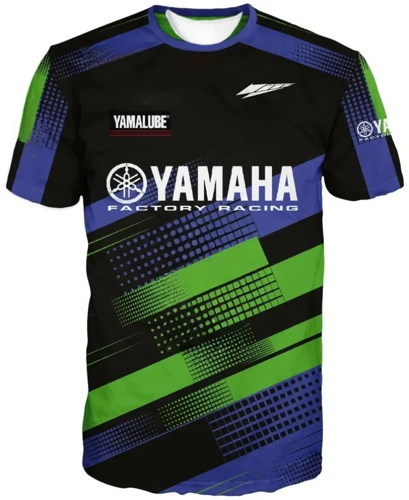 

Summer Hot Selling Yamaha Blue Green Short Sleeved Men and Women Fashionable Casual Motorcycle Riding Sportswear for 2026
