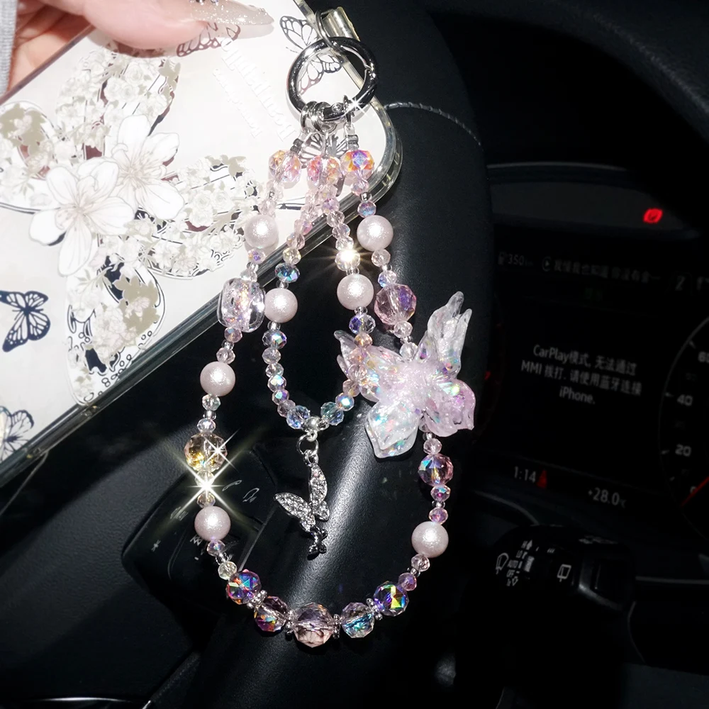 Can Glow-in-the-Dark High-End Crystal Beaded Bracelets Anti-Lost Double Phone Case Hand Chain ins Women Temperament Bracelet