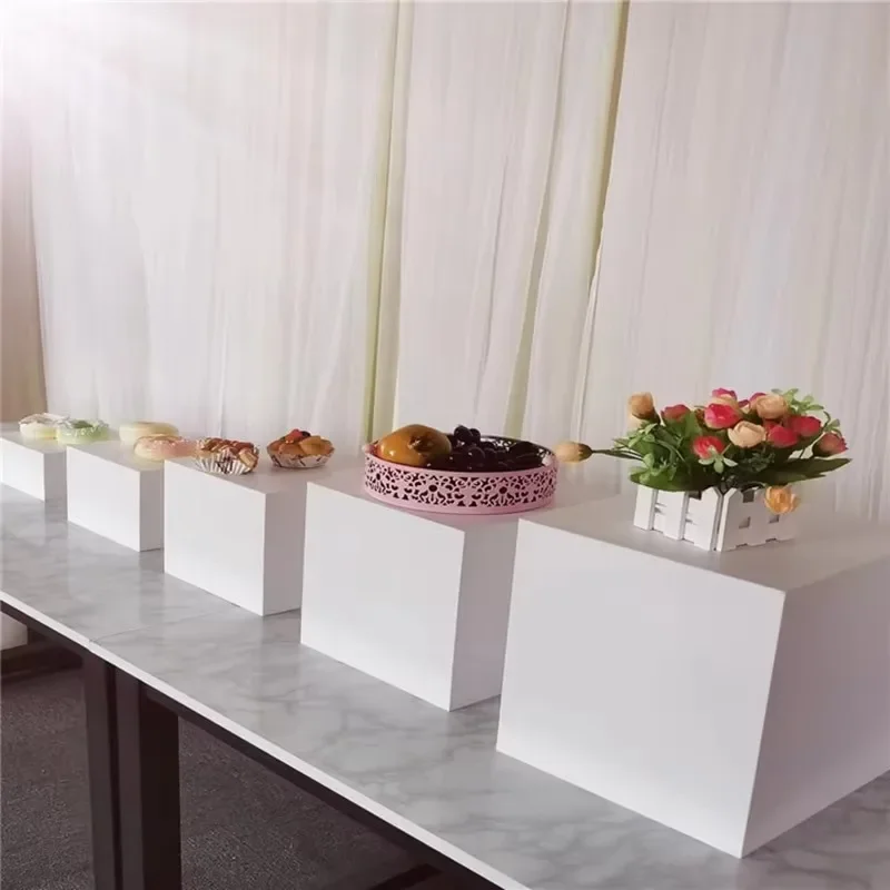 Acrylic Dessert Table Set of 5 Square Buffet Cake Display Stand Riser Cube Nesting Risers Dessert Cake Stand