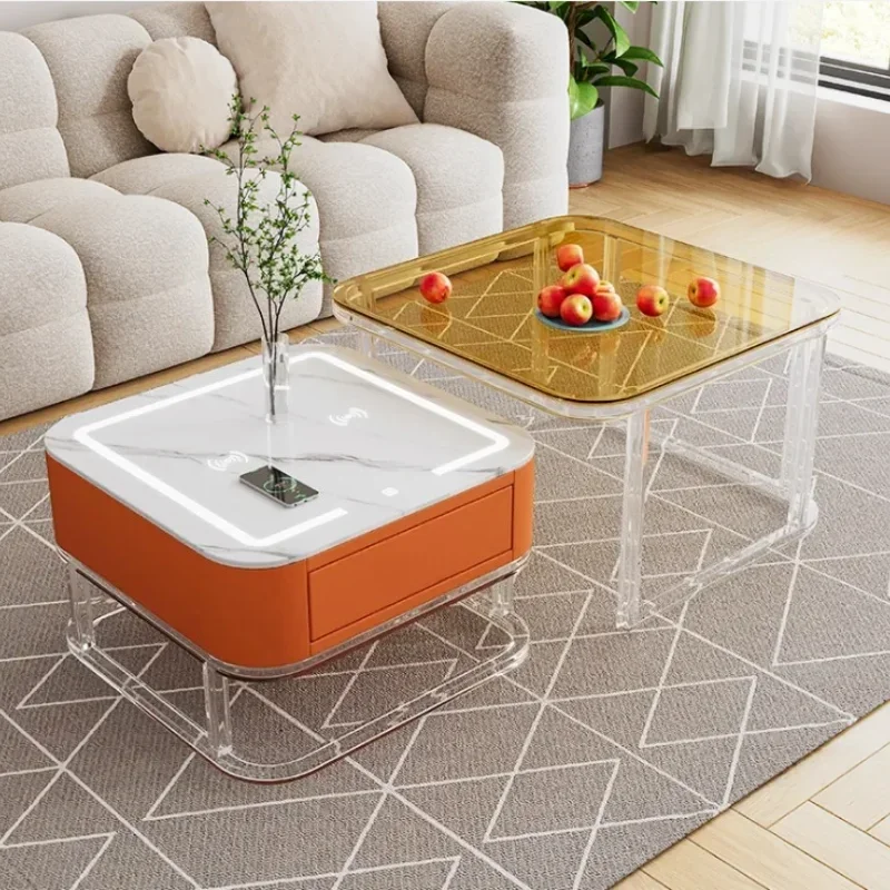 Smart side table multi-functional coffee table with charging light stereo living room furniture