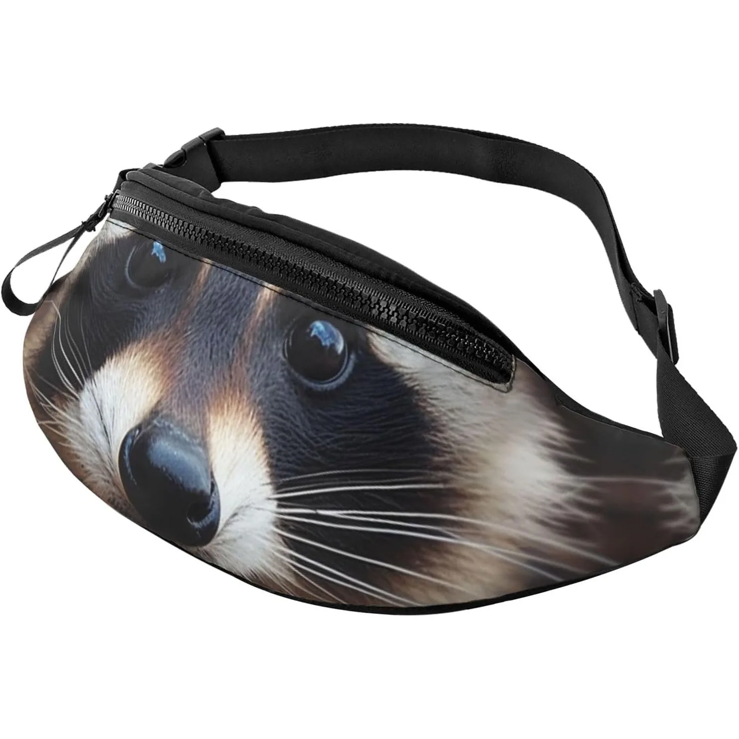 Little Raccoon Face Fanny Pack for Women Men Fashion Waist Pack Adjustable Belt Bag for Workout Running Travelling