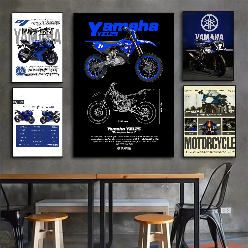 Classic Cool Motorcycle Y-YamahAS Poster HD art sticky wall waterproof home living room bedroom bar aesthetic decoration