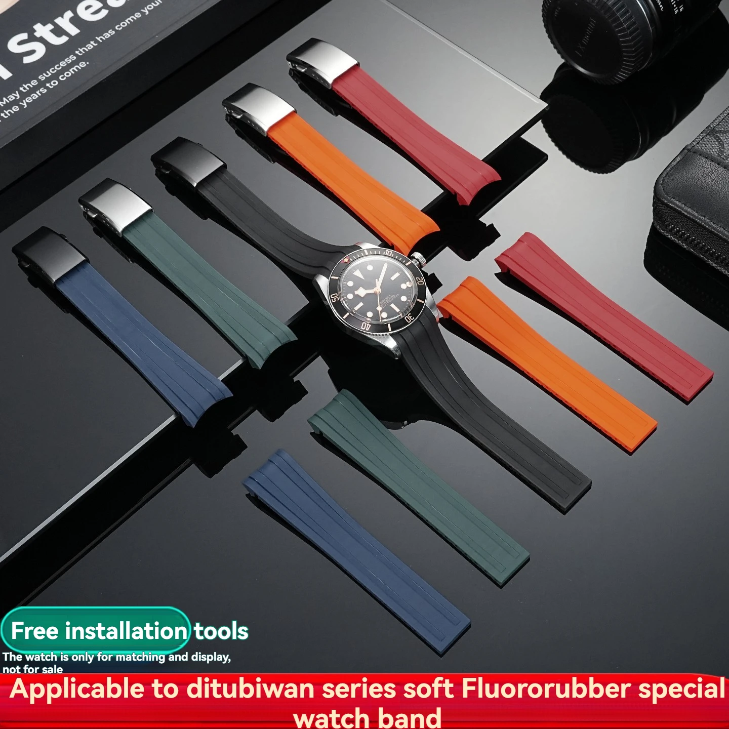 20mm FKM Fluorine Rubber Strap for Tudor Black Bay 1958 (39mm) – Waterproof & Dustproof Watch Band with Folding Buckle