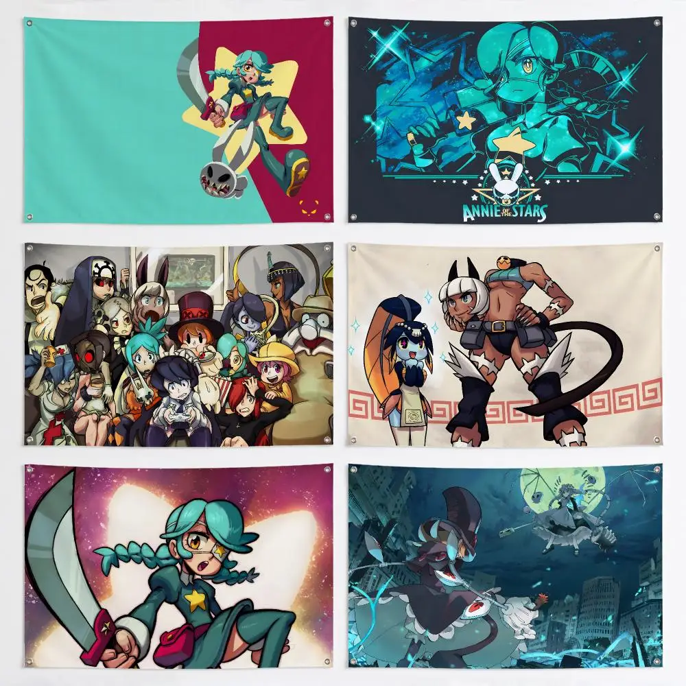 Video Game S-Skullgirls Flags Aesthetic Wall Tapestry Printed Wall Hanging Living Room Party Outdoor Decor