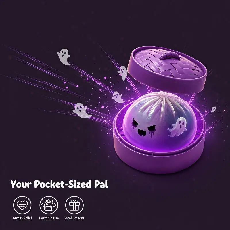 Cute Dumpling Shaped Halloween Stress Toy Squishy Squeeze Fidget Toy for Teens School Backpack Pendant Decor Daily Play