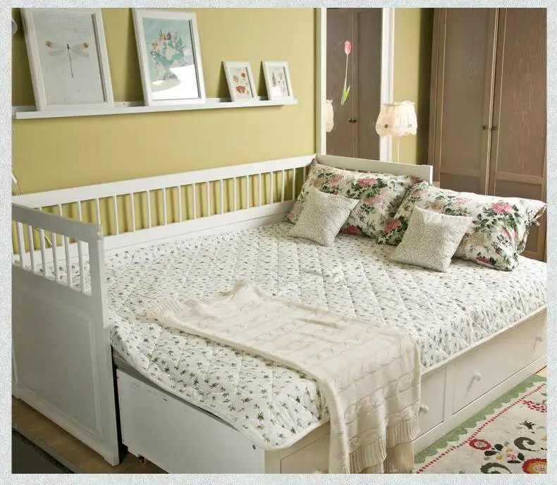 Foldable solid wood sofa bed small apartment with drawers storage push-pull telescopic multi-functional double pull-out simple