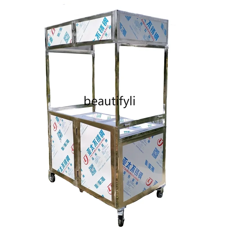 كشك A55، عربة كشك للسوق الليلي، عربة متنقلة، عربة خفيفة قابلة للطي من الفولاذ المقاوم للصدأ