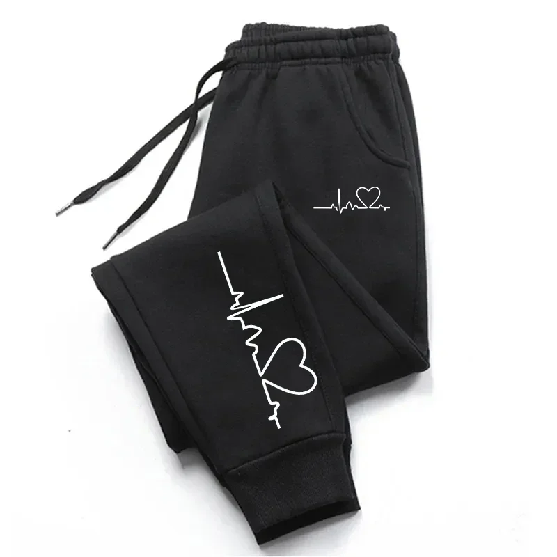

Hot Sales Womens Sweatpants Daily Casual Pants High Quality Fitness Tracksuit Trousers Heart Print Street Sport Jogging Pants