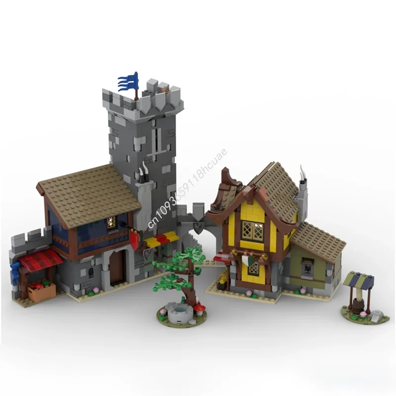 ตัวต่อ MOC เมืองยุคกลาง 1234 ชิ้น ชุดสร้างโมเดล ประกอบเป็นของขวัญคริสต์มาส ของเล่นเสริมพัฒนาการ ตัวต่อวันเกิด