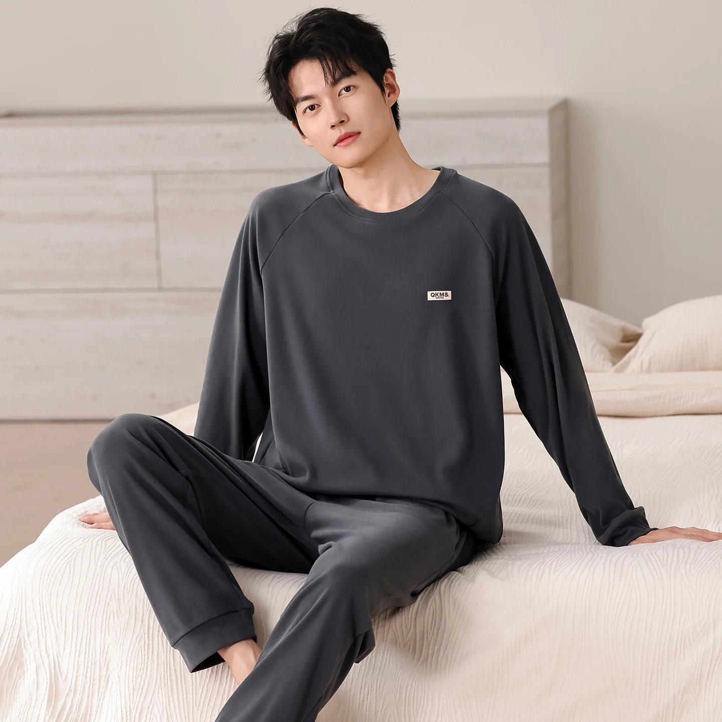 جديد الرجال منامة الدفء رقيقة المخملية طويلة الأكمام منامة مجموعة الخريف بسيطة ملابس خاصة غير رسمية Homewear دعوى بيجامات Hombre L-4XL #3