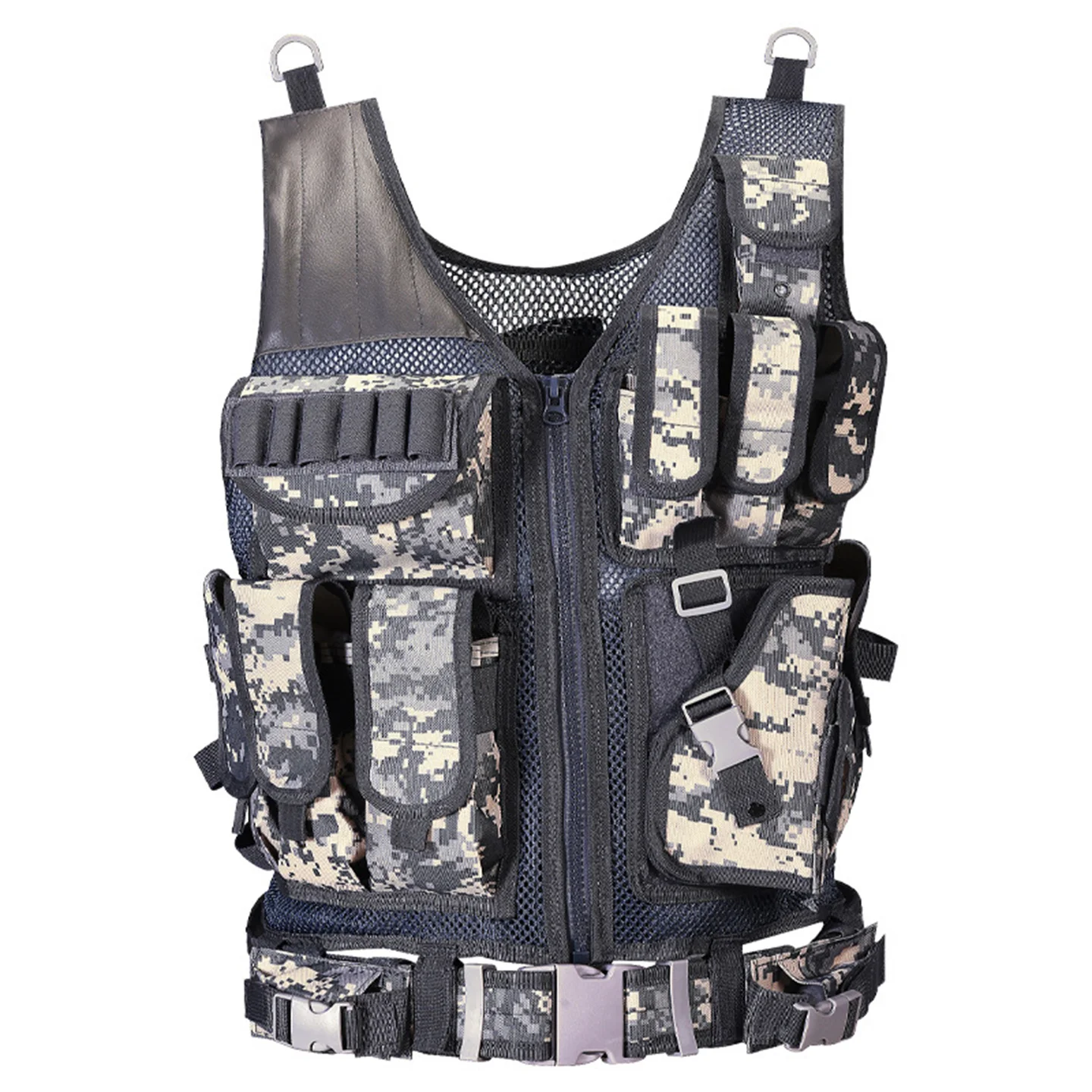 Summer Breathable Grid Tactical Tank Top Outdoor Men Hunting Vest Multifunctional Military Fan CS Combat Training Waistcoat