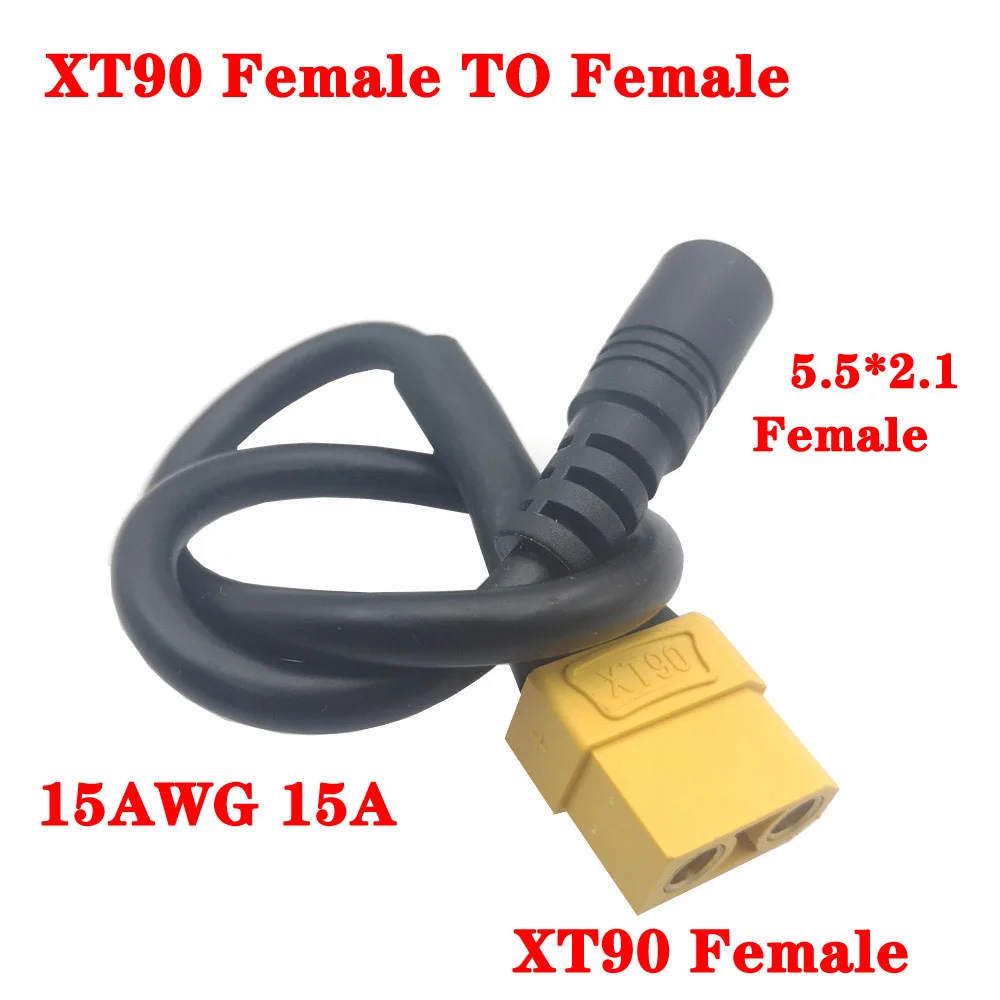 

1pcs XT90 TO 5521 5525 Male Female Plug Extension Cable Wire 15AWG 30CM Connection DC Lipo Battery charge connector Parts DIY