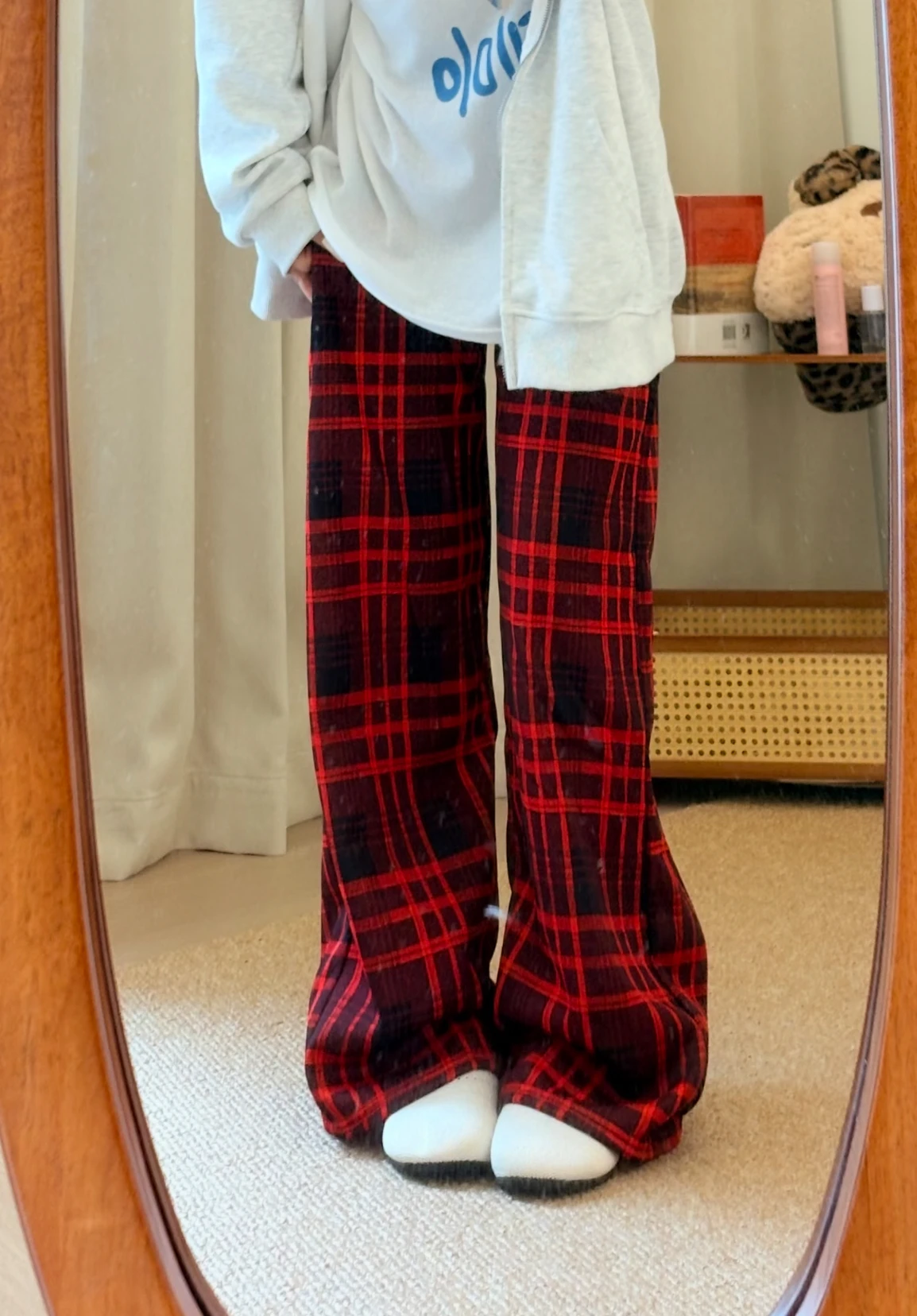 Women Y2K Plaid Flare Pants High Waist Wide Leg Trousers Vintage Checkered Bootcut Pants Loose Casual Streetwear Long Pants