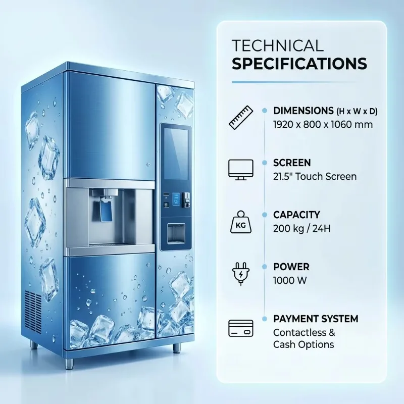 All‑in‑one Ice And Cold Water Vending Machine Automatic Ice Cube Making Water Dispenser Self‑service Vending Device