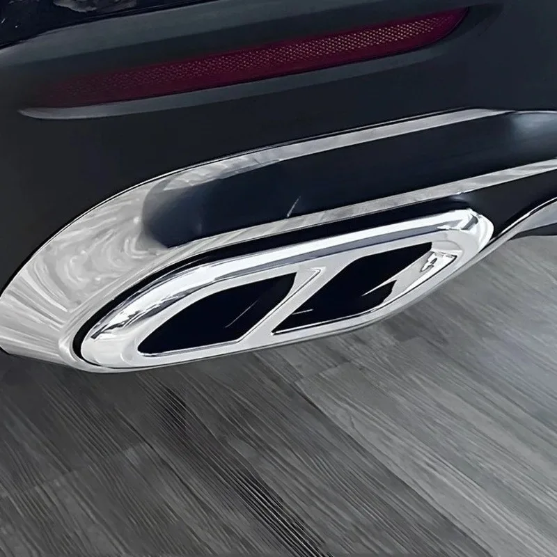 

metyoucar For Mercedes Benz GLC Class X254 W254 GLC260 2023-25 ABS Car Tail Throat Exhaust Pipe Tail Cover Trim Car Accessories