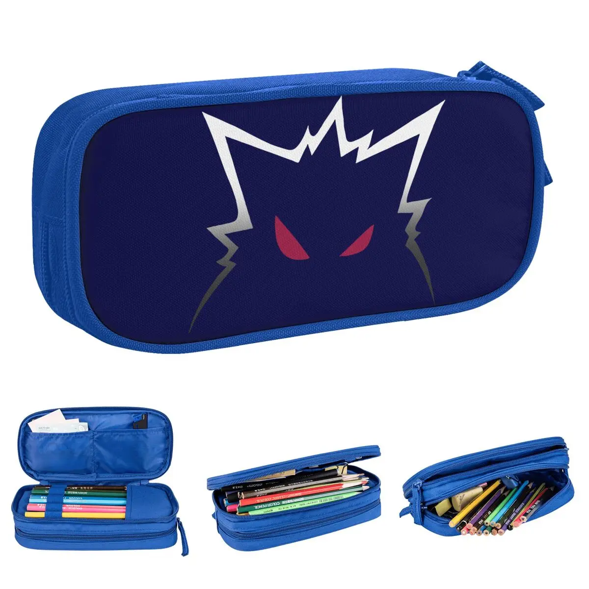 Gengar Shiny Scary Pencil Case Ghost Kaiju Pokemon Pen Pencil Bags Kids Big Capacity Students School Cosmetic Pencilcases